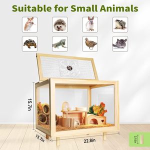 Grandes <span class=keywords><strong>cages</strong></span> à hamsters en bois, habitat pour hamsters, souris et rats avec ventilateur, <span class=keywords><strong>cages</strong></span> pour petits animaux - Product Image 4