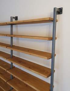 モダンな流行の布靴ブティックショップ備品カスタム金属製の衣服壁に取り付けられた靴ハンドバッグディスプレイショップラック - Product Image 3