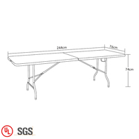 Table pliante en plastique de haute qualité, pour extérieur, fête, pique-nique, blanche, portable, rectangulaire, 8 pieds