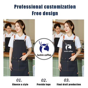 Delantales con logotipo personalizado de fábrica, delantal negro Unisex, delantal ajustable para técnicos de uñas, peluquero, trabajo, cocina, <span class=keywords><strong>camarera</strong></span>, restaurante, <span class=keywords><strong>Bar</strong></span> - Product Image 3