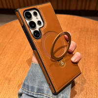 Nouvelle coque de téléphone en cuir PU avec support invisible pour iPhone 13 14 15 Pro Max 17 Pro Max et Samsung S26 Ultra