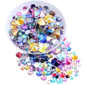 New Style AB Color Flatback Pointed Mix 4-10mm Glue On Acrylic Rhinestones For Nails Art Phone Cases DIY Decorations Acrylic Gem