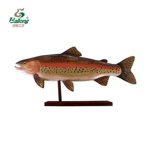 A mano su ordinazione della decorazione della casa in legno dipinto scultura di pesce - Product Image 3