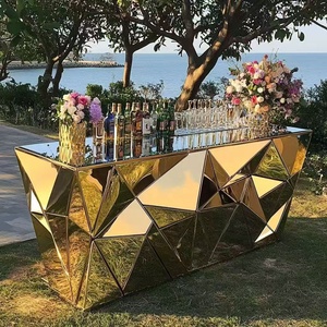 Nuevo diseño de muebles de mostrador de barra de oro para bodas, mesas de Hotel Buffet para eventos altos, muebles comerciales - Product Image 1