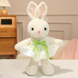 Jouets en peluche lapin personnalisés avec logo, nœud papillon, robe rose, <span class=keywords><strong>petit</strong></span> lapin blanc, poupées en peluche, oreillers décoratifs, cadeaux pour la fête des enfants - Product Image 4