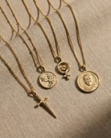 Collier Pendentif Croix et Dague en Acier Inoxydable Personnalisé, Étanche, Hypoallergénique, Résistant au Ternissement, Chaîne Couleur Or