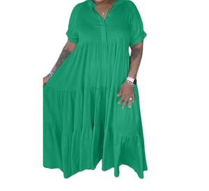 Robes décontractées pour femmes pour l'été, grandes tailles <span class=keywords><strong>2XL</strong></span> à 5XL, élégantes et stylées pour les femmes rondes, <span class=keywords><strong>taille</strong></span> naturelle - Product Image 3