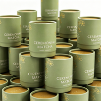 Boîte cylindrique en papier matcha de 30 g, emballage en tube de papier de qualité alimentaire, écologique, taille et design personnalisés, équipée d'un couvercle en métal