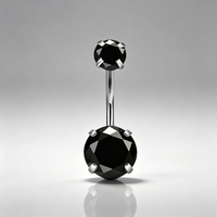 Anneau de nombril en zircon 5A poli miroir, en acier chirurgical 316L, serti à quatre griffes, bijou de corps pour femme