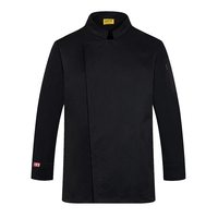 Manteau de chef unisexe à manches longues pour hommes femmes logo personnalisé cuisine hôtel restaurant bar boulanger cuisine café uniforme en noir blanc