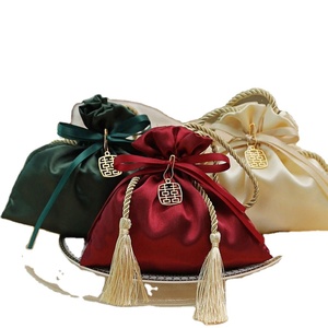 Luxury <b>Satin</b> Drawstring Bags With Tassel and Hanging Ornaments Hand Gift Candy Pouch for <b>Wedding</b> Birthday - Product Image 1