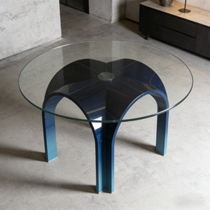 Tavolo da Pranzo e Conferenza Moderno <span class=keywords><strong>in</strong></span> Fibra di <span class=keywords><strong>Vetro</strong></span> <span class=keywords><strong>a</strong></span> Forma di <span class=keywords><strong>Ponte</strong></span> ad Arco per 12 Persone, Piano <span class=keywords><strong>in</strong></span> <span class=keywords><strong>Vetro</strong></span> Rotondo per Arredamento di Ville, Uffici e Showroom - Product Image 3