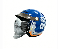 Casque de moto rétro élégant pour adulte avec visière anti-buée pliable, rembourrage intérieur respirant et lavable
