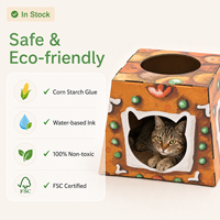 100% maison de chat trapézoïdale épaissie à roulement ondulé recyclé de 40kg avec griffoir