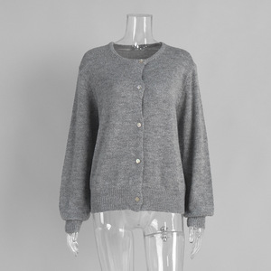 Herfst/Winter Nieuwe collectie Zoete, elegante, dikke, enkelknoops, snoepkleurige, handgeweven, gebreide trui met knopen - Product Image 2