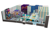 Équipement de terrain de jeu intérieur coloré Bettaplay Petit château de nuit pour enfants avec filet arc-en-ciel et tranpoline à vendre
