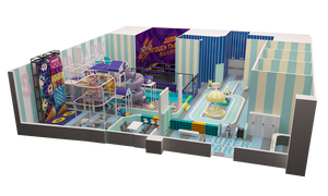 Bettaplay colorido equipo de patio interior pequeño castillo nocturno para niños con Red arcoíris y tranpolina a la venta - Product Image 2