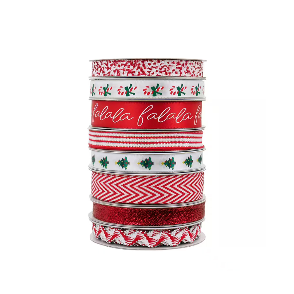 Custom Christmas Xmas Gift Glitter Ribbon with Printed logo Thermal Transfer Polyester Satin Ribbon Bow Roll Satin Lanyards Image 2