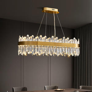 빌라를위한 스위치 제어가있는 거실 타원형 샹들리에를위한 현대 직사각형 모양의 크리스탈 펜던트 조명 - Product Image 3