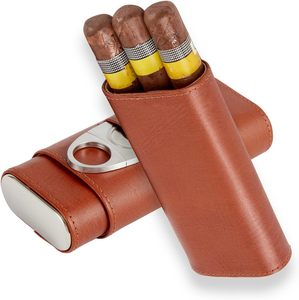 Boîtes à cigares de style américain avec logo personnalisé, humidor de voyage portable de poche, étui à cigares de luxe en cuir pour 3 cigares - Product Image 1