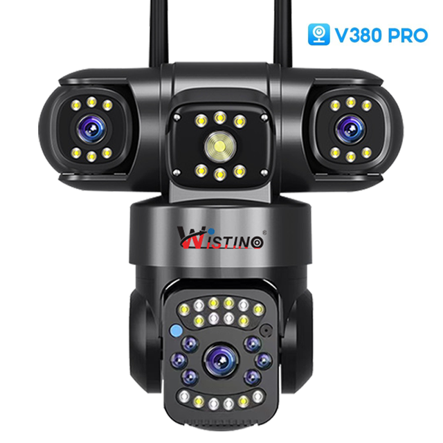 Wistino 6MP V380 Pro Three Lens CCTV Camera WiFi Security Motion Detection Color Night Vision 360 WiFi Camera