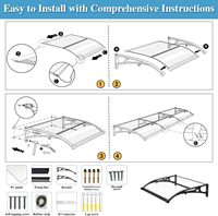 Auvent fixe en polycarbonate robuste pour fenêtre extérieure, abri de pluie pour terrasse, auvent de jardin résistant aux UV, imperméable, taille personnalisée