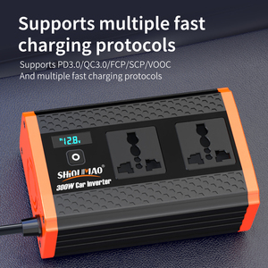 Inverter di Potenza per Auto 300W Convertitore Portatile 12V 220V Onda Sinusoidale Modificata Doppia Presa Universale per Viaggi su Strada Campeggio - Product Image 6