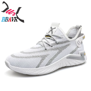 Chaussures de sport pour hommes, baskets de course, lot de stock, sans marque, décontractées, noires, en tissu PVC, maille, protection des pieds, 1 paire - Product Image 6