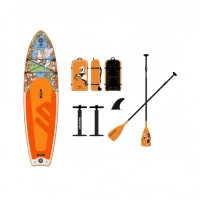Planche de SUP gonflable tout-terrain rose en bois, taille personnalisée OEM, conception gratuite, pour lacs et rivières, en PVC/EVA