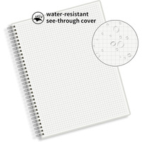 Carnet de notes scolaire à spirale A5 avec couverture en PU, papier double-couché, à ouverture latérale, avec grille carrée transparente