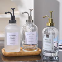 Nouvelle Bouteille Distributrice en Verre Écologique de 500 ml, Faite à la Main, Facile à Ouvrir, Sérigraphiée, pour Savon de Salle de Bain
