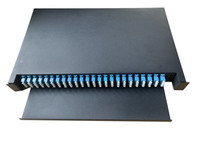 96Core 1 U kepadatan tinggi 19 "rak dipasang jenis serat optik distribusi case 24 LC Quad adapter panel patch