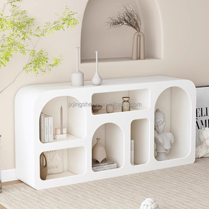 <strong>French</strong> White Solid Wood Living Room Display <strong>Shelf</strong> Floor-Standing Bookshelf with Small Arched Bookcase and Cave Rack Cabinet - Product Image 4