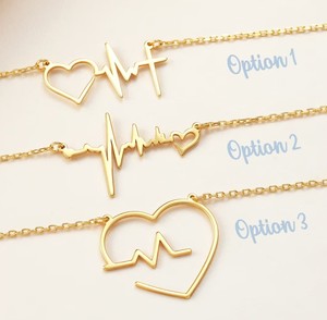 Collana di Alta Qualità con Ciondolo a Forma di Battito Cardiaco e Croce in Acciaio Inossidabile, Gioiello in Oro Puro 18k - Product Image 6