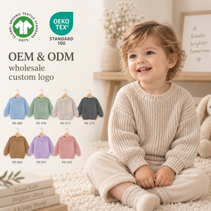 Maglioni per Bambini in <span class=keywords><strong>Cotone</strong></span> <span class=keywords><strong>Organico</strong></span> Lavorato a <span class=keywords><strong>Maglia</strong></span>, Caldi e Semplici, Taglie 3M-4T, Vendita Calda - Product Image 1