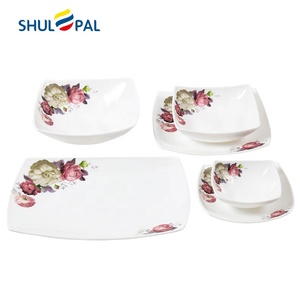 Wholesale 27Pcs Dinnerware RounSet Vintage Elegant Microwave Safe <strong>Square</strong> <strong>Plate</strong> <strong>Set</strong> Opalware Dinner <strong>Set</strong> - Product Image 4