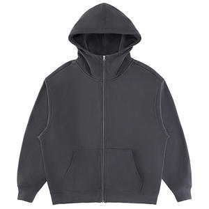 Sudadera con Capucha y Cremallera Alta para Hombre, Otoño-Invierno, Tejido de Rizo de 460g, Bordado, Talla Grande, Forrada, Modelo W460504 - Product Image 4