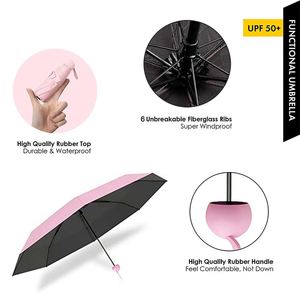 Parapluie personnalisé avec logo, pare-soleil compact, mini parapluie de poche pliable en 5 sections, capsule parasol, Guarda Chuva - Product Image 2