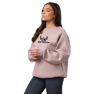 Dusty <b>Pink</b> Relaxed Fit Crew <b>Sweatshirt</b> Women Oversized Pullover Long Sleeve Casual Streetwear Soft Touch Everyday Wear - Product Image 1