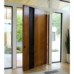 Porta d'<span class=keywords><strong>Ingresso</strong></span> Pivotante in Alluminio Nero Moderna di Lusso per Villa con <span class=keywords><strong>Apertura</strong></span> a Battente Stile Designer - Product Image 1