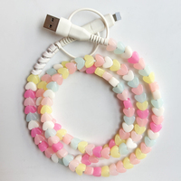 Câble de charge USB-C en acrylique avec perles en forme de cœur, style technologique tendance, portable, pour adolescents et ordinateurs