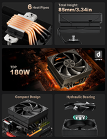 Refroidisseur de processeur upHere H85 Noir sans RGB, 6 caloducs HDT, ventilateur silencieux PWM 120 mm, compatible AM5 LGA1700