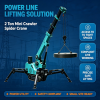 Grue araignée sur chenilles 2T, portée 6m, hauteur de levage 6,5m, flèche à 4 sections pour le positionnement d'équipements sur toiture, vente en gros