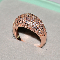 Bague en zircon pavé de haute qualité, forme dôme large, bague de cocktail, pour mariage et anniversaire, fournisseur de bijoux de luxe en gros