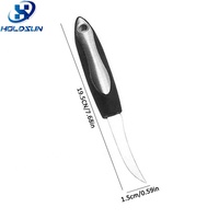 Custom Logo Food Grade Roestvrijstalen Keuken Gebogen Mes Fruit Utility Mes Met Ergonomisch Zacht Handvat Voor Fruit Groenten