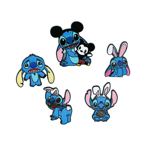 Милый креативный металлический значок Стич, брошь из сплава с эффектом капель масла, универсальная, с гравировкой, для рюкзака, на годовщину, резной - Product Image 1