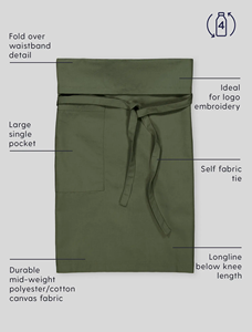 Lienzo de algodón cocina cuerpo corto cintura medio delantal personalizado 3 bolsillos Beige Lino reutilizable camarero <span class=keywords><strong>servidor</strong></span> para limpieza - Product Image 6