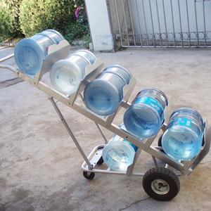 รถเข็นถังน้ำ 6 ถัง 4 ล้อ รถเข็นโลหะทนทานสำหรับส่งน้ำ ใช้ในครัวเรือน - Product Image 1