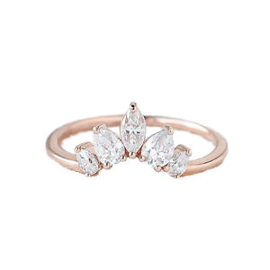 Rose Gold Plated Sterling Silver Moissanite <b>Crown</b> <b>Ring</b> Round Brilliant Cut Prong Setting Unisex Engagement Band Vintage Style - Product Image 1