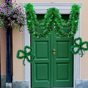 Irish <strong>Shamrock</strong> Hanging Coloured Bar Tinsel Garland Accessories Ornaments St Patricks Day Party Decor Wreaths Metal Wire &amp; PET - Product Image 2